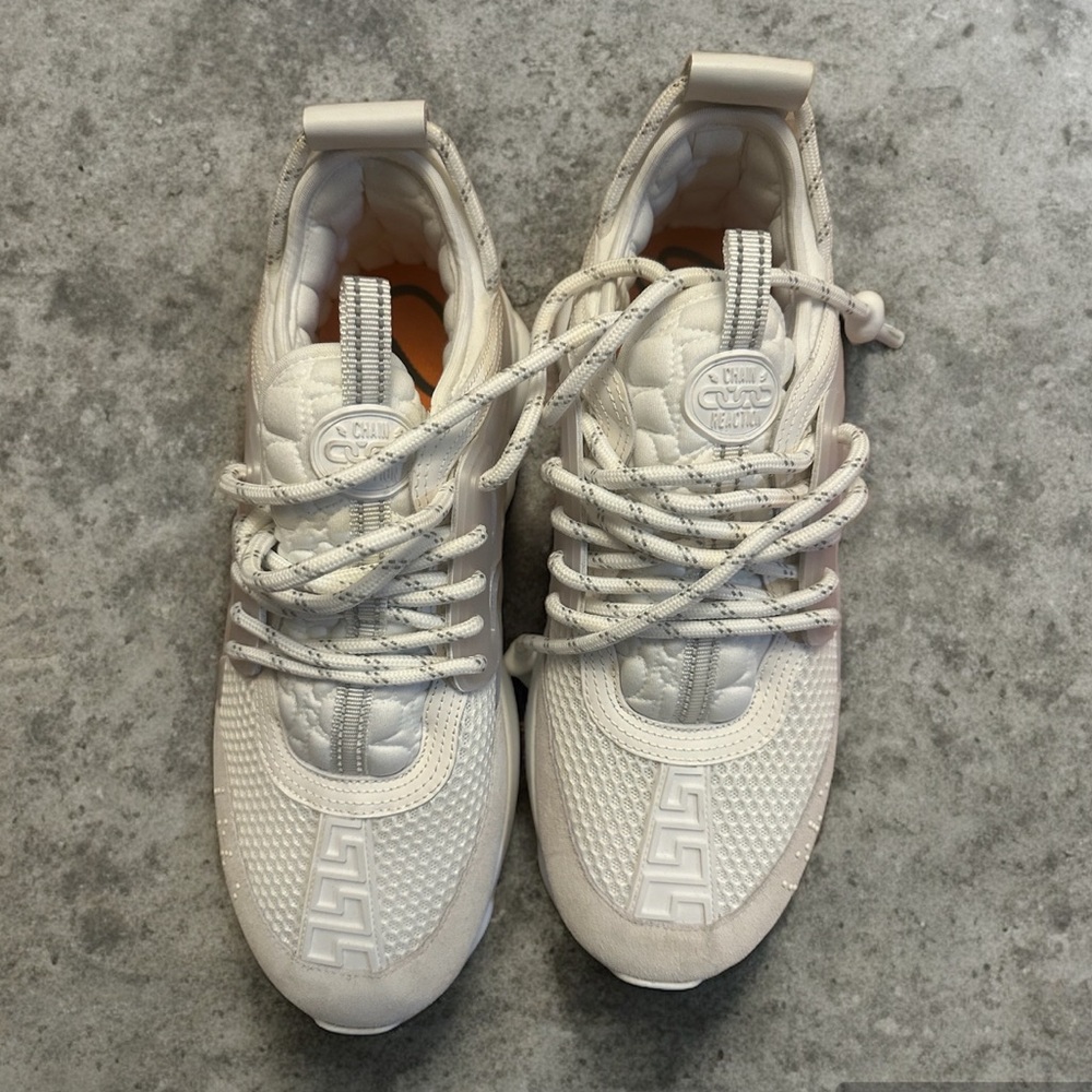 White chain reactions Versace sneakers